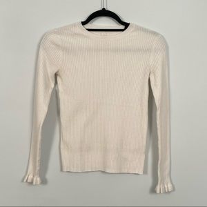 Rebecca Taylor La Vie Long Sleeve Tee with Ruffle Cuff